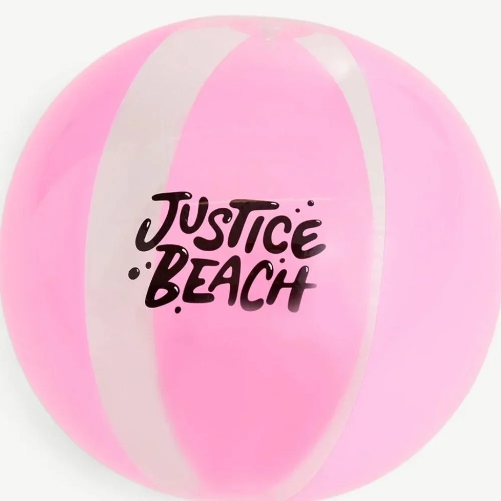 Justice Beach Inflatable Pink Beach Ball 18 Inches Decorate Your Ball NEW